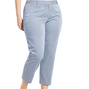Talbots The Perfect Crop Pants Blue White Striped